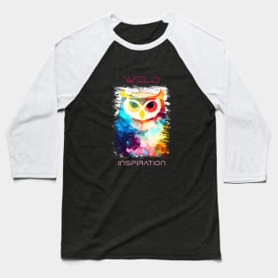 Owl Bird Wild Nature Animal Colors Art Painting Baseball T-Shirt